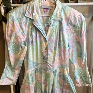 Vintage❗️ 80s carol anderson ✔️ button down dress long sleeve with pockets 13/14